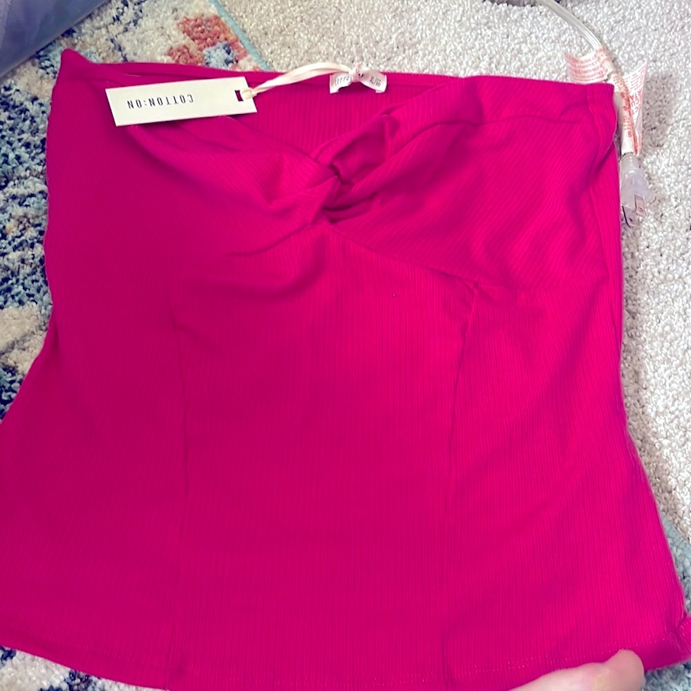 New Magenta hot pink ribbed tube top XL cotton on